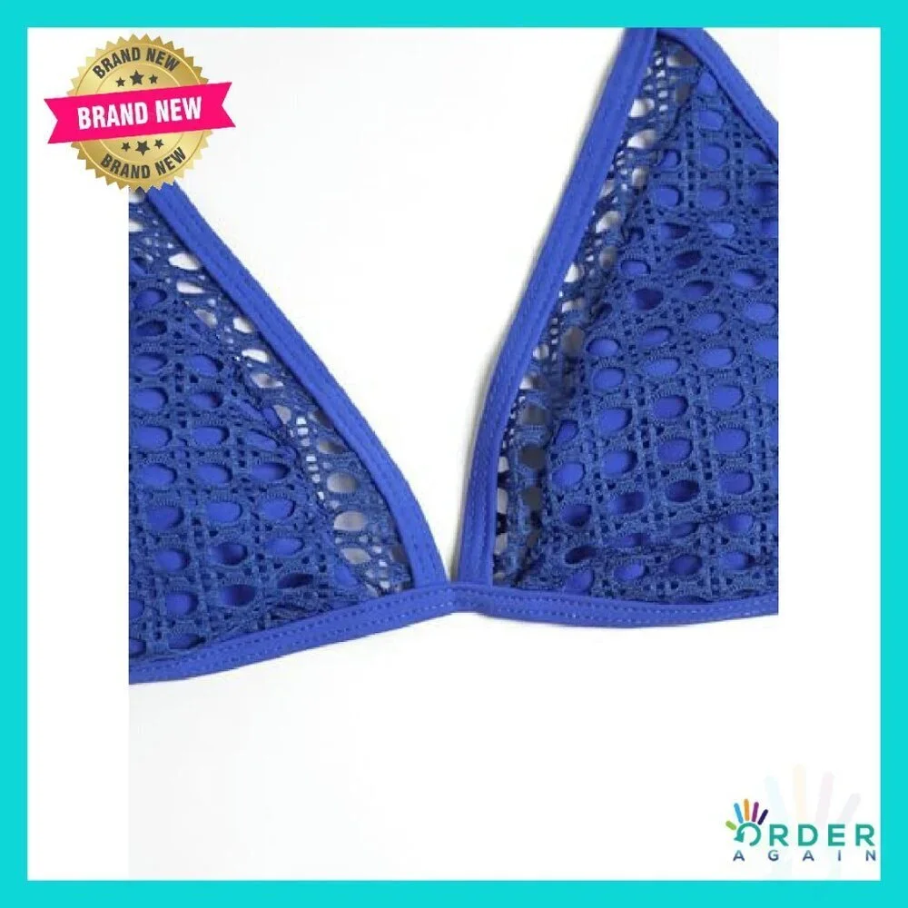 Halter Triangle Bikini Set Crochet Boho Floral Swimsuit Tie Side Two Piece